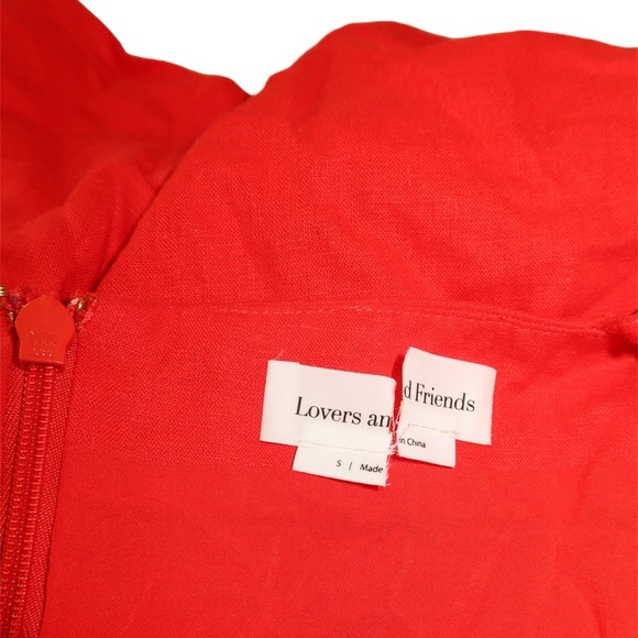 Revolve Lovers and Friends Rosalie Red Linen Asymmetrical Gold Chain Top Small - Picture 5 of 5